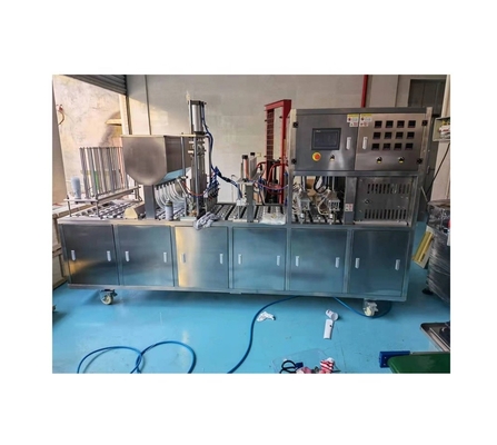 Máquina automática de llenado y sellado de tazas de helado de yogur con accionamiento neumático