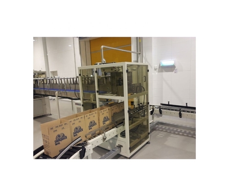 Máquina de embalaje de cartón de carga superior de botellas con accionamiento eléctrico con tecnología de control PLC